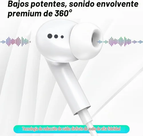 Vista 7 de [Certificado Apple MFi] Auriculares USB C para iPhone 17, 16, 15, auriculares con cable con micrófono y control de volumen, cancelación de ruido