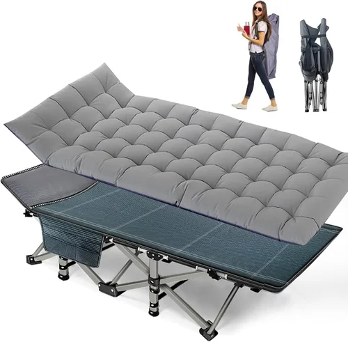 Vista 9 de NAIZEA Folding Camping Cots for Adults, Portable Cot with Mattress Heavy Duty Outdoor Bed with Carry Bag 1200d Oxford Cloth Sleeping Cots for Cuna