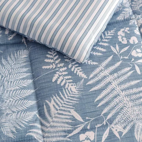 Vista 5 de Eddie Bauer - Juego de edredón individual, ropa de cama reversible suave con funda a juego, juego de ropa de cama lujosa inspirada en flores Helecho