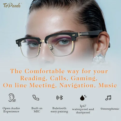 Vista 4 de Gafas de audio inteligentes (3ª generación), altavoces TWS de oído abierto con conectividad Bluetooth 5.0 para reuniones