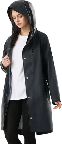 Vista 4 de Chubasquero para mujer, impermeable, con capucha, abrigo de senderismo, ligero, rompevientos, gabardina