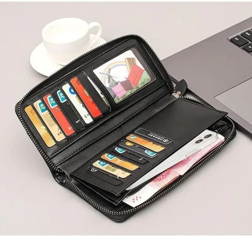 Vista 5 de LOHXA Men Wallets Business Handbag Clutch Bag Wallet Cell Phone Pocket Purse Credit Card Holder billeteras para hombre Wallet For Men (Color Black)