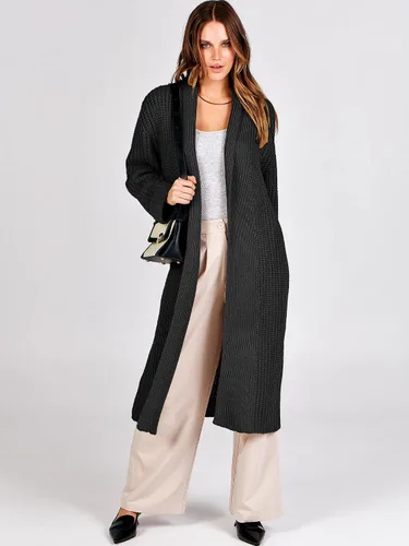 Vista 4 de ANRABESS Cárdigan largo de punto para mujer, manga larga, con solapa frontal abierta, abrigo de gran tamaño, ropa de otoño 2023