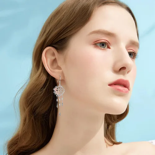 Vista 5 de MBSUUH Juego de collar y aretes de plata de ley 925 atrapasueños para mujeres y niñas