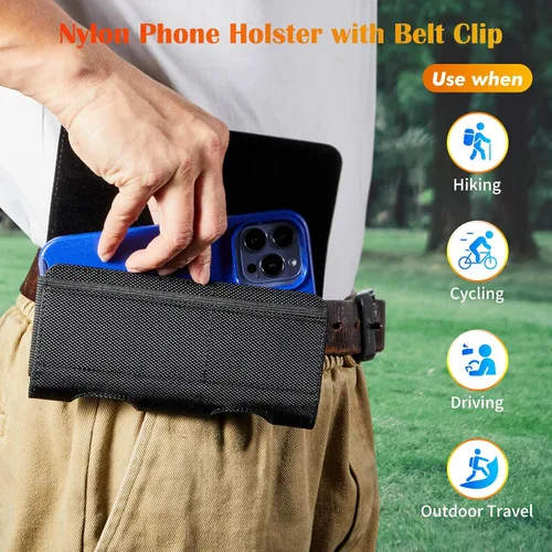Vista 7 de BECPLT Funda de nailon para cinturón para teléfono celular, funda para cinturón con clip, compatible con iPhone 13 Mini, 12 Mini, SE 2020, 8, 7, 6