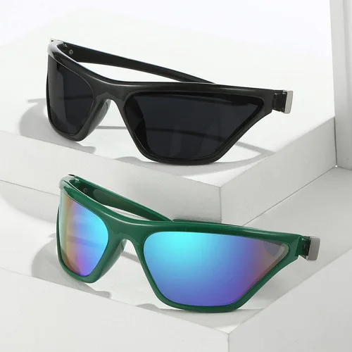 Vista 7 de BAWUYI Gafas de sol envolventes con protección futurista gafas cibernéticas Y2K accesorios de disfraz para mujeres y hombres persianas cuadradas