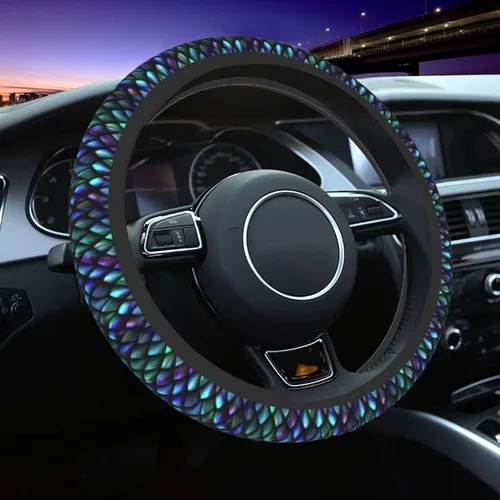 Vista 18 de Funda para Volante de Azulejos Mexicanos Coloridos Accesorios de Automóvil Lindos para Mujeres Niñas Femenino Universal 15 Pulgadas Neopreno
