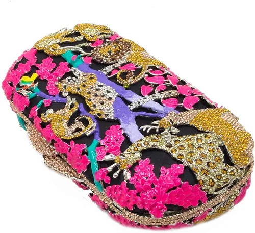 Vista 6 de Deslumbrantes monederos de animales brillantes para mujer, bolso de noche de embrague de cristal, bolso de fiesta de boda