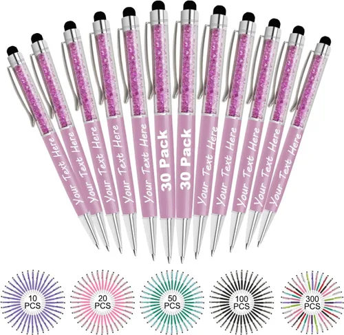 Vista 35 de Bolígrafos personalizados con nombre y texto, bolígrafos de diamantes de cristal personalizados a granel, 10 bolígrafos, regalos para mujeres
