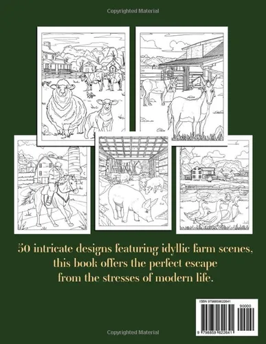 Vista 2 de Country Life Coloring Book Detailed Farm Life, Life In Countryside, Fall Landscape, Charming Animals, Adult Coloring Pages For Stress Relief