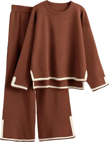 Vista 18 de Tanming - Conjunto de 2 piezas para mujer, suéter de descanso Albaricoque