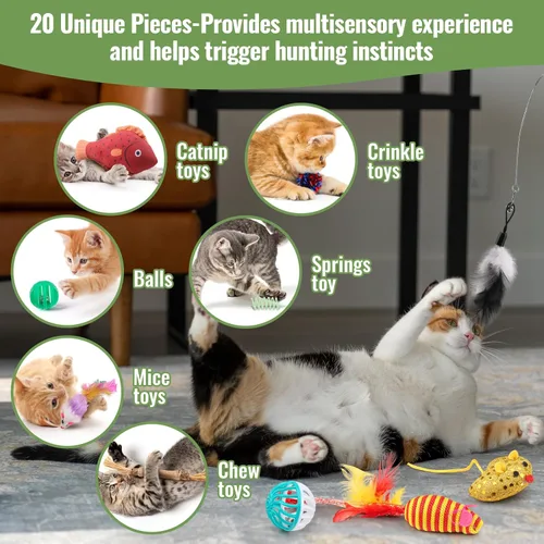 Vista 4 de Fashion's Talk Paquete variado de juguetes para gatos para gatitos, 20 piezas