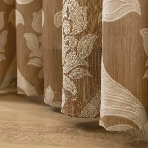 Vista 5 de NAPEARL Cortinas de damasco para sala de estar, cortinas de jacquard gótico con patrones florales, cortinas beige para dormitorio de 63 pulgadas