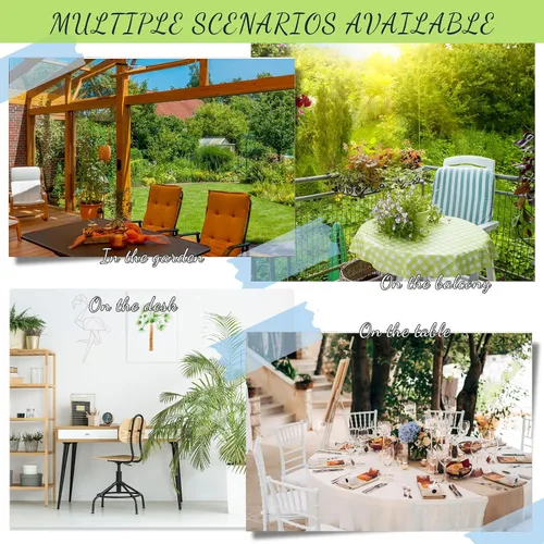 Vista 5 de Pinkunn 4 juegos de plantas artificiales en macetas, margaritas falsas en valla de piquete para exteriores, interiores, primavera, verano