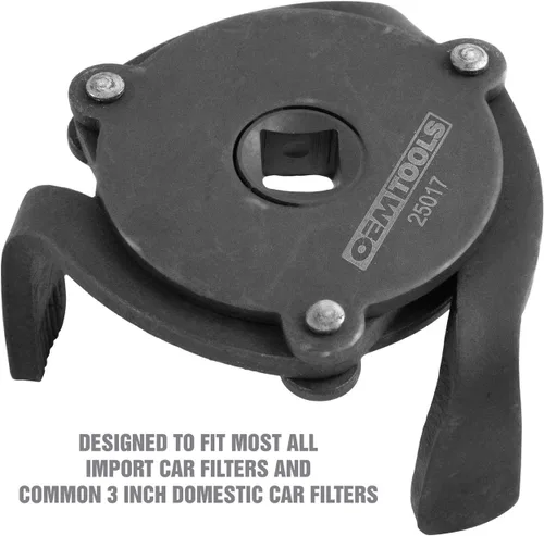 Vista 3 de OEMTOOLS 25017 2-1/2" x 3-7/8" 3-patas Spin-On estilo llave de filtro de aceite, llave de filtro de aceite ajustable, negro