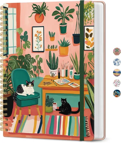 Vista 21 de Cuaderno rayado en espiral para el trabajo, 300 páginas gruesas B5 (7.1 x 10 pulgadas), diario a rayas universitarias para mujeres y escritura