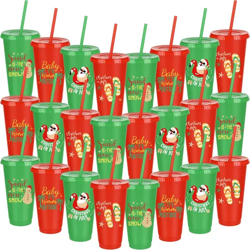 Vista 9 de Kochorie 18 tazas de fiesta de fútbol de 24 onzas con tapas y pajitas, vaso de plástico reutilizable, tazas de viaje para niños, entrenadores