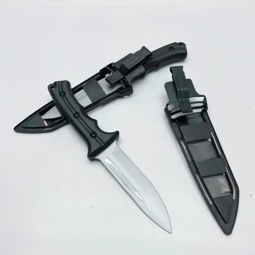 Vista 5 de zonzxcv 2 cuchillos falsos de utilería para niños, cuchillo falso inofensivo y seguro para fiesta de Halloween de 10 pulgadas (caqui)