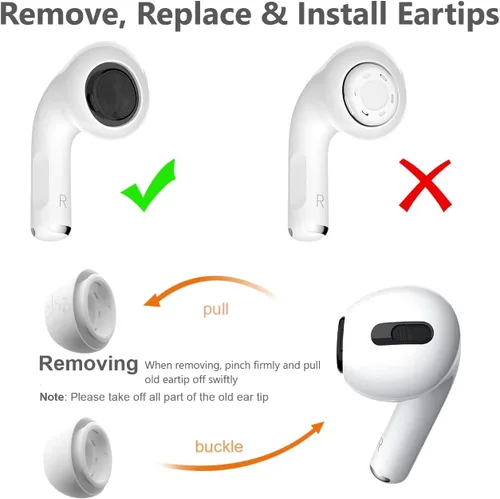 Vista 3 de [6 pares] Reemplazo de auriculares Airpod Pro Tips para Apple Airpods Pro y Airpods Pro 2 2ª generación – pequeño, mediano y grande (blanco)
