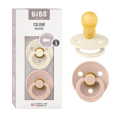 Vista 154 de BIBS - Paquete de 2 chupetes para bebés, goma natural libre de bisfenol A, hechos en Dinamarca, colección Colour, para bebés de 18+ meses, azul bebé