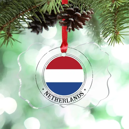 Vista 28 de Bandera nacional de Noruega, adornos de Navidad patrióticos 2023, decoraciones de Navidad para árbol, adornos acrílicos transparentes, colgante