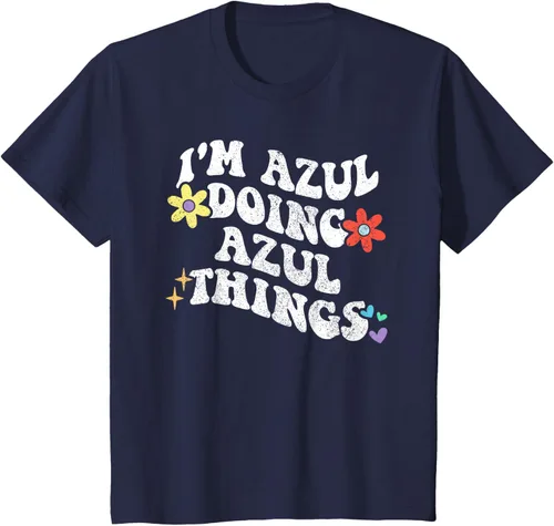 Vista 75 de Retro Groovy Im AZUL Doing AZUL Things - Camiseta divertida para el día de la madre, Negro