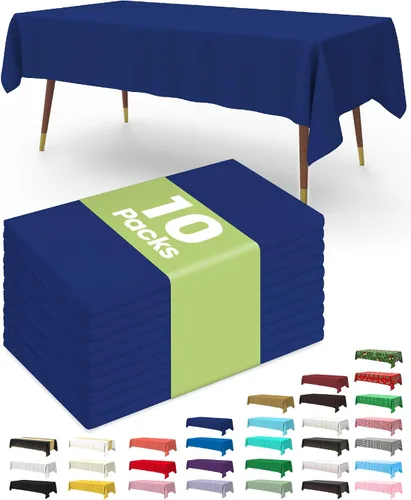 Vista 28 de Pureegg Juego de 10 manteles de plástico desechables, 54 x 108 pulgadas, para fiestas de cumpleaños, picnic, manteles blancos, rectangulares