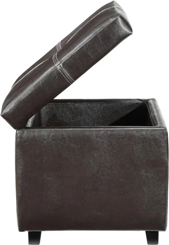 Vista 4 de Modway Treasure - Cubo otomano cuadrado de piel sintética en color espresso