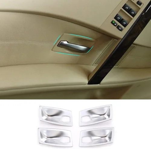 Vista 6 de Adhesivo ABS para manija de puerta interior de automóvil para BMW Serie 5 E60 2006-2009 Accesorios de automóvil (fibra de carbono, 2004-2005)