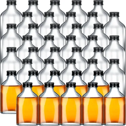 Vista 9 de Patelai 1 mini botellas de vidrio a granel con tapas, botellas de licor transparentes, botellas vacías de alcohol, embotellado de bebidas