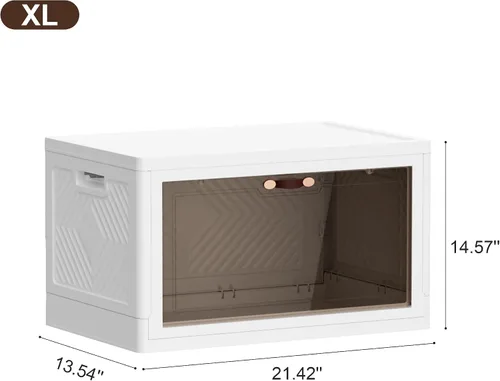 Vista 2 de JOYMOOP Organizador de contenedores de almacenamiento plegables, caja de almacenamiento plegable de 49.6 cuartos de galón con ruedas y puerta