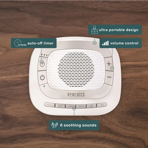 Vista 4 de Homedics SoundSleep Rejuvenate - Máquina de sueño de ruido blanco, pequeña máquina de sonido de viaje con 6 sonidos relajantes de la naturaleza