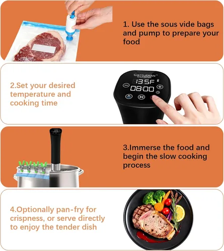 Vista 9 de Cocina Sous Vide, enfriador de vino, 1000 W, máquina Sous Vide para cocina, circulador de inmersión, kit de Sous Vide con bolsas de vacío, bomba