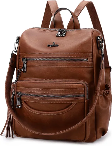 Vista 74 de Bolsos mochila monedero de piel sintética para mujer, bolsas con zíper, mochilas de hombro casuales
