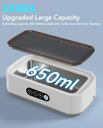 Vista 3 de Limpiador ultrasónico inteligente de joyas, potente limpiador ultrasónico portátil para gafas, anillos, relojes, dentaduras, alta capacidad de 22.0