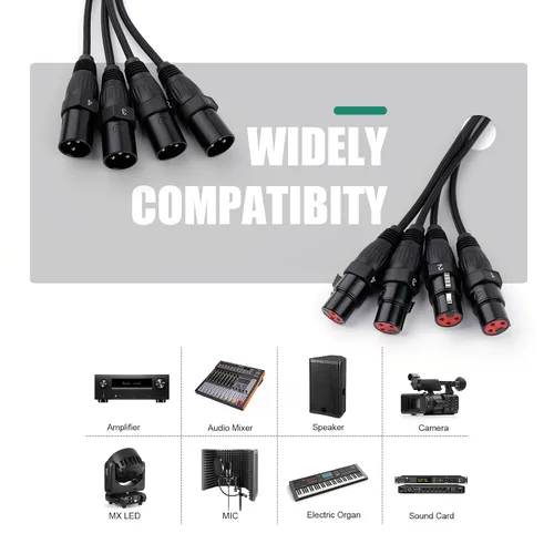 Vista 3 de Extensor de cable de audio serpiente de 4 canales XLR a Ethercon RJ45 CAT5/CAT6 para grabación de iluminación de sonido de escenario en vivo