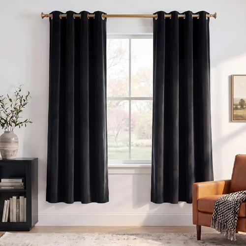 Vista 48 de StangH Cortinas de terciopelo gris de 84 pulgadas para oscurecer la habitación, con aislamiento térmico, cortinas gruesas y pesadas para sala