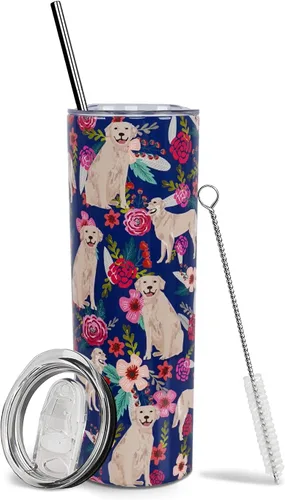 Vista 41 de Dachshund - Vaso de viaje aislado de acero inoxidable de 20 onzas con asa y pajilla, regalo para mujer, para el Día de la Madre, a prueba de fugas