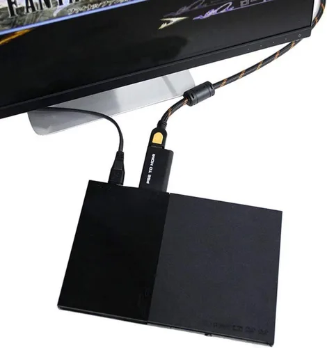 Vista 5 de TIZOPO Adaptador convertidor PS2 a HDMI, convertidor PS2 a HDMI con salida de audio de 0.138 in para monitor HDMI HDTV, compatible con todos