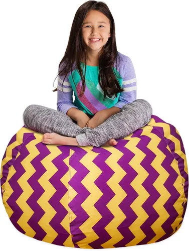 Vista 59 de Posh Creations Funda de puf para niños con almacenamiento para animales de peluche - Organizador de juguetes para niños, Mediano 68.58 cm - Lona