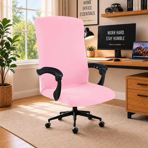 Vista 90 de Fundas elásticas resistentes al agua para sillas de computadora - Protectores lavables para respaldo giratorio y asiento para mascotas - Negro