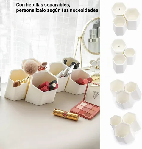 Vista 5 de BTSKY Soporte hexagonal creativo para bolígrafo, contenedor para bolígrafos, olla de cepillo, organizador de almacenamiento de escritorio combinado