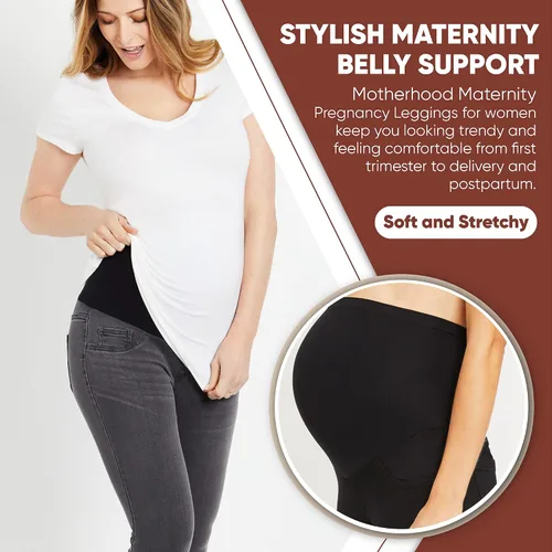 Vista 7 de Motherhood Maternity Jegging de mezclilla para mujer color azul índigo Azul