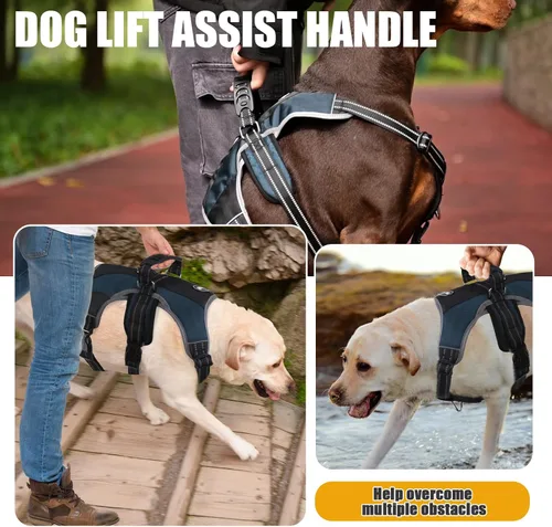 Vista 3 de Mihachi Arnés para perros pequeños, chaleco de servicio sin tirones a prueba de escapes, con tiras reflectantes y asa de control, ajustable