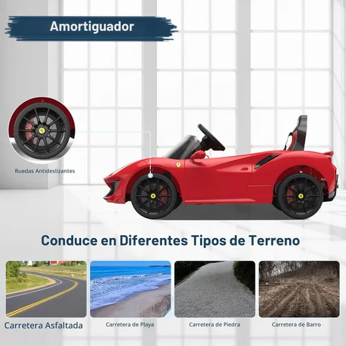 Vista 7 de Autorizado Ferrari 488 Pista Spider Ride On Car 12V Batería Powered Kids