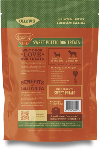 Vista 9 de Gaines Family Farmstead Golosinas para perros, bolsa de 8 onzas, masticables de batata de un solo ingrediente para perros, alternativa de cuero