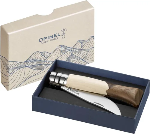 Vista 16 de Opinel Cuchillo plegable de acero inoxidable No.08 con mango de madera de roble