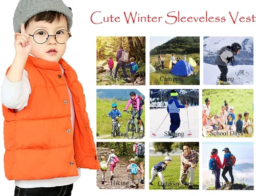 Vista 6 de LANBAOSI Chaleco de invierno lindo de cuello alto para bebés y niñas y niños