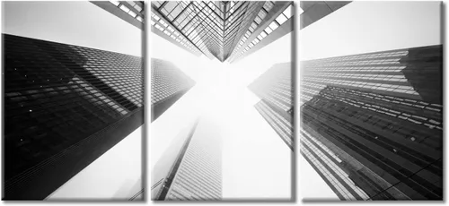 Vista 32 de TUMOVO Cuadros de la ciudad de Nueva York, arte de pared en blanco y negro, 3 paneles, rascacielos del centro de América, impresiones artísticas