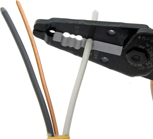 Vista 4 de IDEAL Electrical 45-249 12/2 NM T-Stripper - 2/12 AWG, pelacables con agujeros de bucle, nariz de alicate, apertura automática con resorte